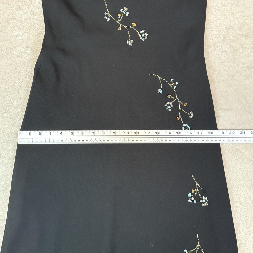 Jones New York Dress Womens 6 Black Beaded Floral Maxi Formal Timeless Classic - Picture 7 of 8